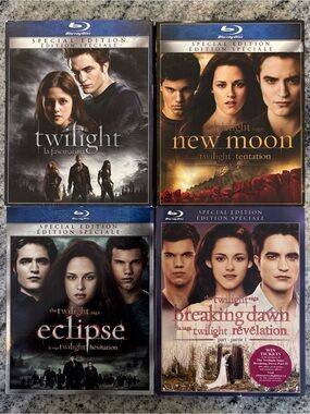 The Twilight Saga First 4 Movies Blu Ray DVD Movie Lot With Covers- 2 Are Sealed